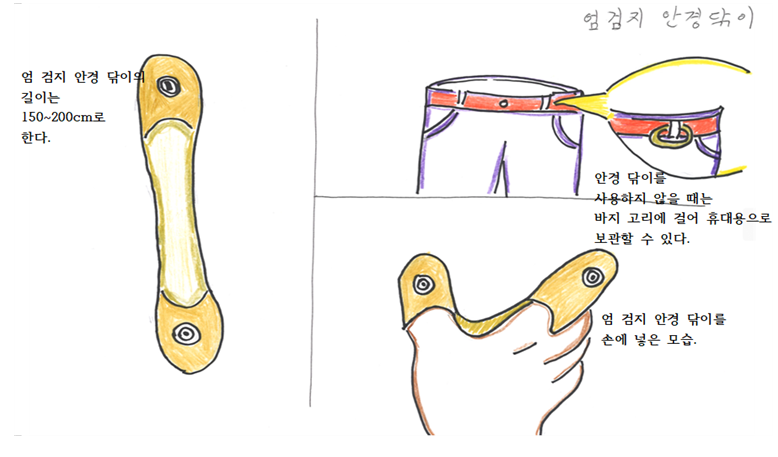 엄 검지 안경 닦이